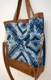 Jasmine - Blue Tie-dye print / denim fold-over tote bag