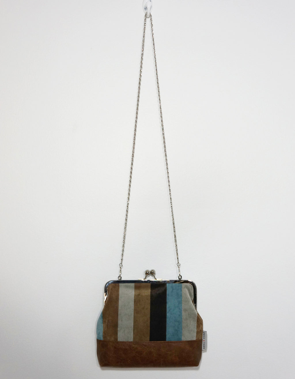 Charlie Clutch Striped Leather & Suede Front