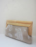 linen elephant clutch with wood frame side 