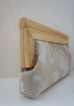 linen elephant clutch with wood frame side view