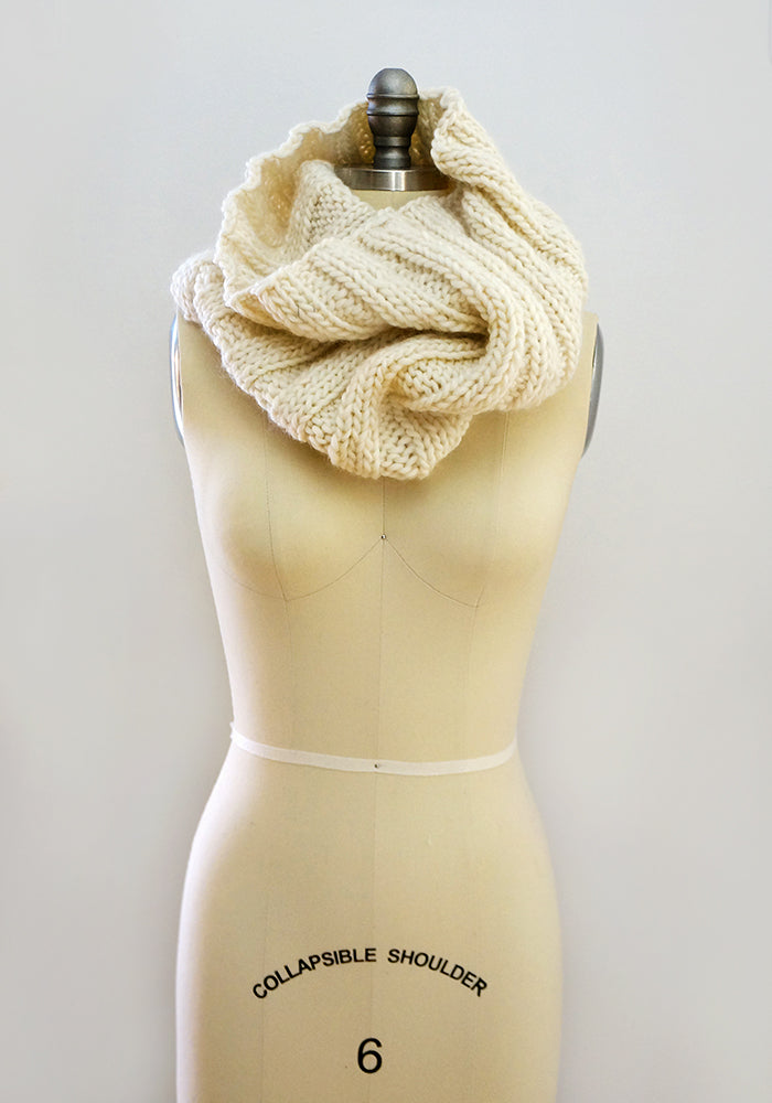 Knitted wool neck cowl 