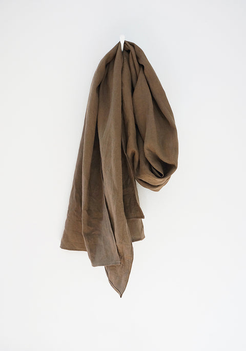 Scarf - Brown Khaki - Linen Cotton Solid