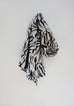 Scarf - Black Grey White Zebra - 100% Linen Print
