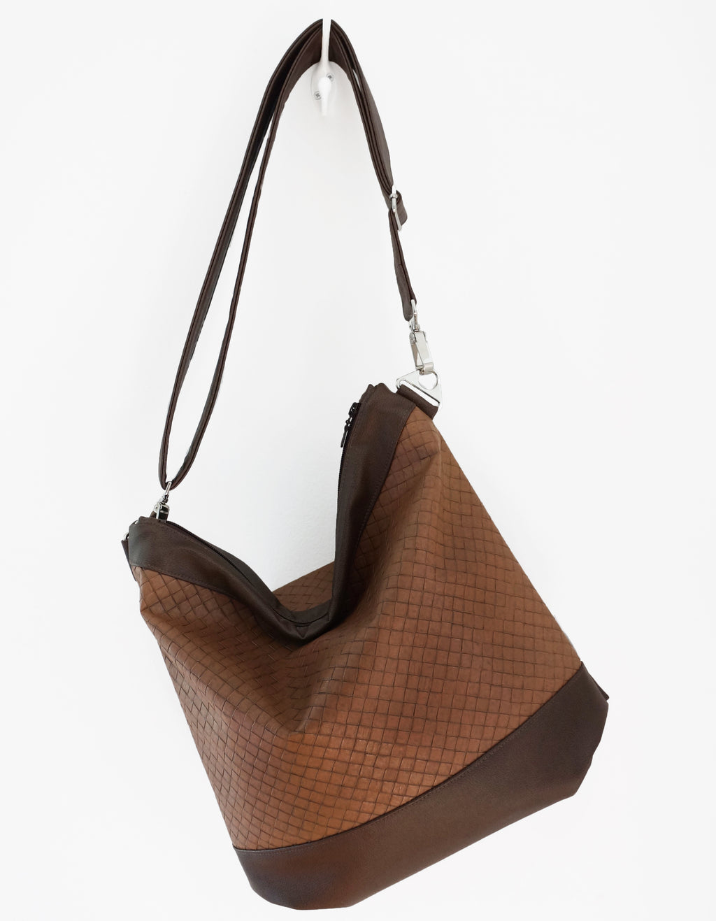 Sofia - basket weave textured vegan leather - boho style slouch bag	