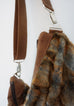 Sofia - vegan fur & leather, light brown coloured - boho style slouch bag - HARDWARE Adjustable strap