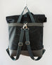 Wanderer - Black Circles Print Vegan-friendly Leather - Rolled-top Backpack - Back
