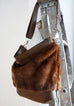 Sofia - vegan fur & leather, reddish bown coloured - boho style slouch bag -