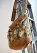 Sofia - vegan fur & leather, light brown coloured - boho style slouch bag