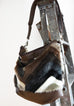 Sofia - vegan fur & leather, multi-coloured chevron - boho style slouch bag