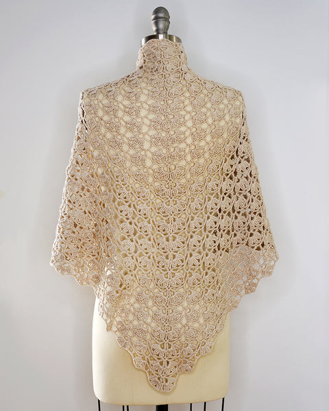 Crochet Shawl, Cotton/Cashmere (Beige,Linen)